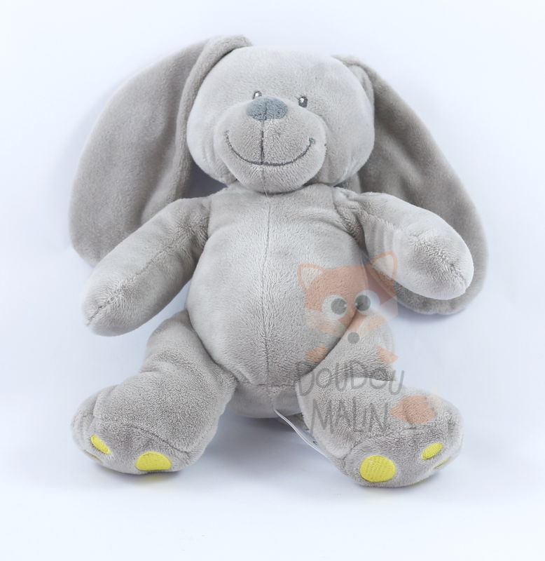  peluche lapin gris jaune 